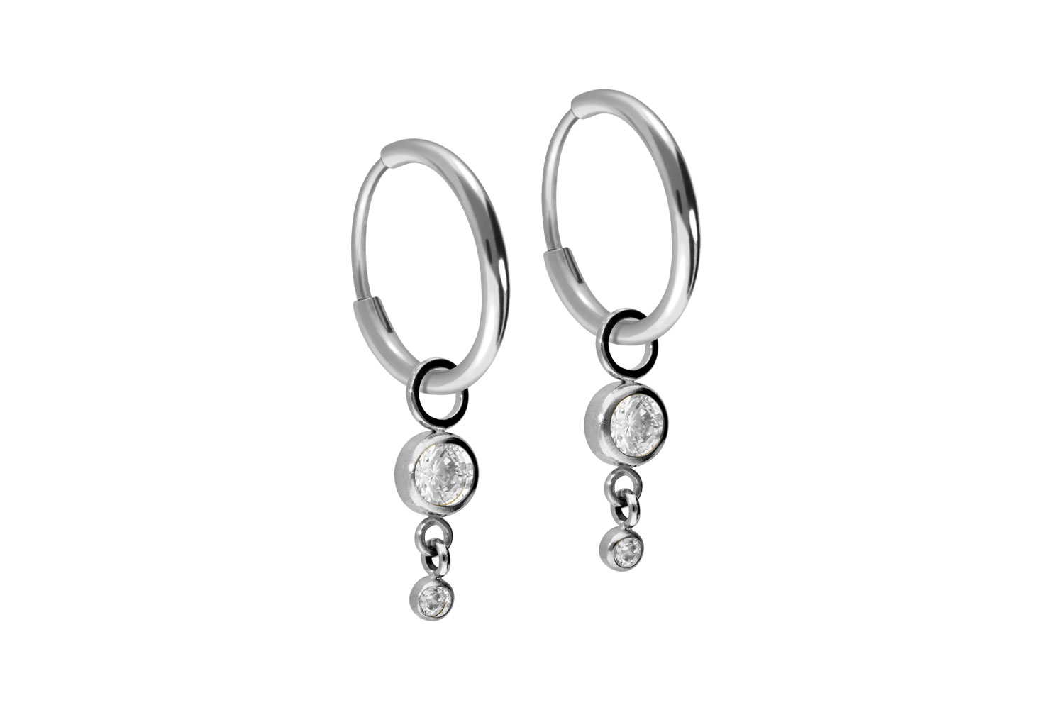 Titan Ohrclicker Creolen 2 RUNDE KRISTALLE von Piercingline